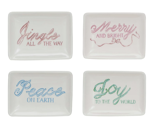 Stoneware Dish w/ Holiday Saying