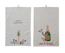 Load image into Gallery viewer, Cotton Slub Printed Tea Towel w/ Holiday Cocktail
