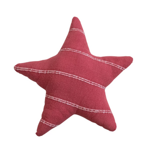 Brushed Cotton Flannel Star Shaped Pillow w/ Stripes