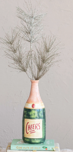 Stoneware Champagne Bottle Shaped Vase