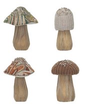 Load image into Gallery viewer, Fabric Topped Foam Mushrooms w/ Wood Base
