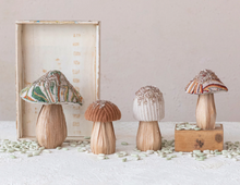 Load image into Gallery viewer, Fabric Topped Foam Mushrooms w/ Wood Base
