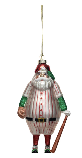 Santa in Baseball Outfit Ornament