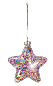 Star Ornament Filled w/ Sequins