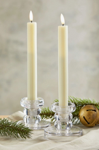 Load image into Gallery viewer, Ivory Ribbed Led Taper Candles Set of 2
