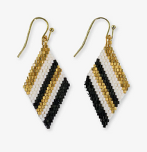 Load image into Gallery viewer, Diagonal Stripes Beaded Diamond Drop Earrings
