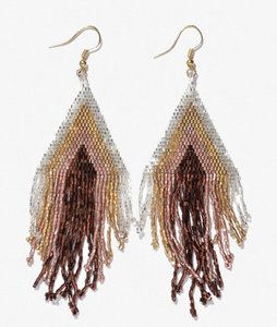 Haley Triangle Beaded Fringe Earrings