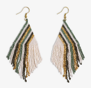 Haley Falling Lines Beaded Fringe Earrings