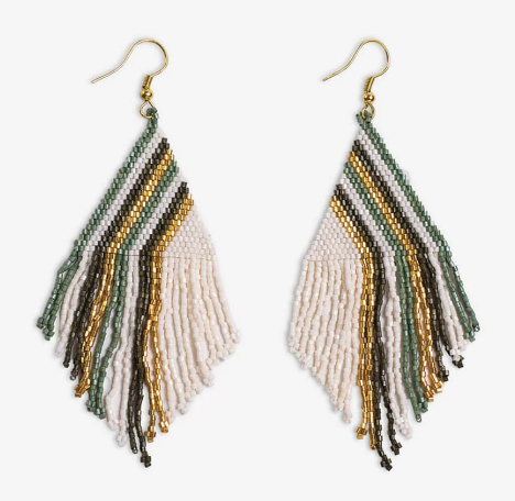 Haley Falling Lines Beaded Fringe Earrings