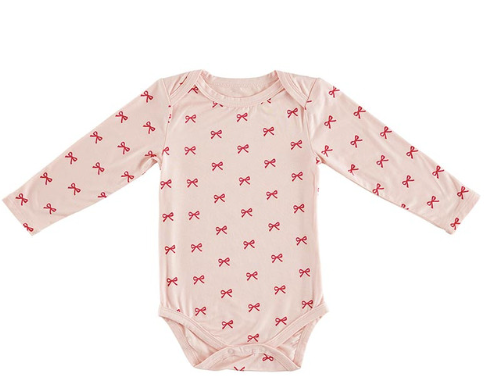 Long Sleeve Snapshirt - Red Bows