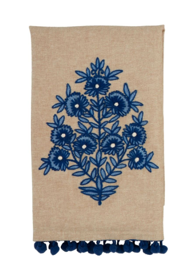 Embroidered Floral Towel