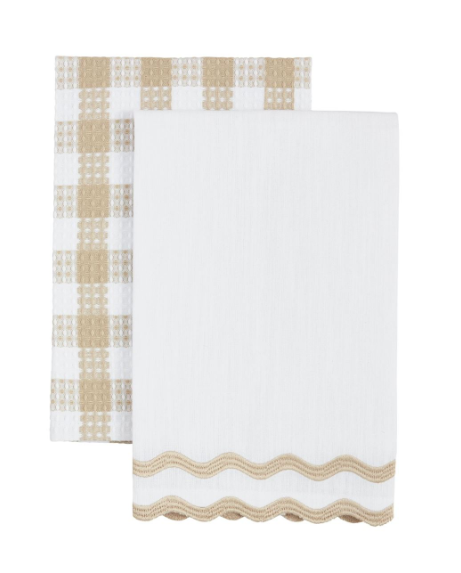 White Wave Embroidered Edge Towel Set