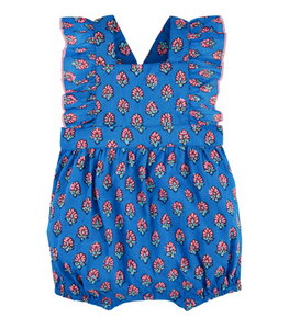 Blue Block Print Romper