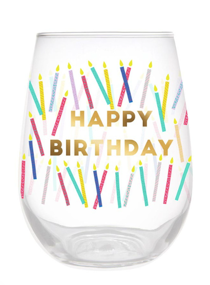Wine Glass - Happy Birthday Candles