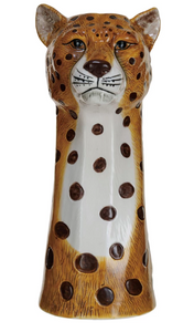 Hand-Painted Stoneware Cheetah Vase