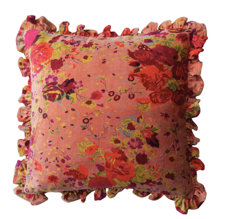 Square Cotton Velvet Printed Pillow