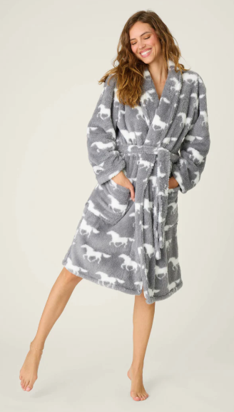 Let's Get Cozy Plush Horse Print Robe