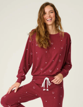 Hold Your Horses Horseshoe Embroidered Fleece Top