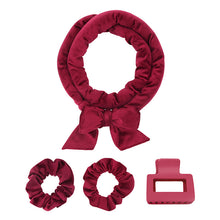 Load image into Gallery viewer, Velvet Heatless Hair Curling Set - Burgundy
