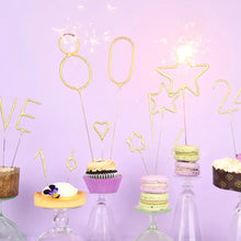 Load image into Gallery viewer, Mini 4&quot; Gold Milestone Number Sparkler Wands - Custom Option
