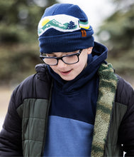 Load image into Gallery viewer, Kid wearing Britt's Knits Navy Freestyle Beanie
