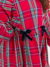 Load image into Gallery viewer, Girls Tis The Season Plaid Ruffle Bow Dress
