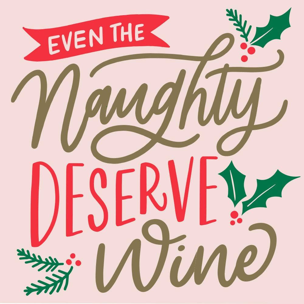 Naughty Deserve Wine | Funny Christmas Napkins