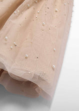 Load image into Gallery viewer, Girl midi skirt with pearls, pearl detail

